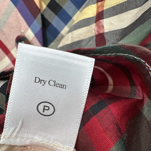 Coldwater Creek Top Sz L Plaid 100% Silk Button Front Blouse Tartan Multi Red - Picture 8 of 16